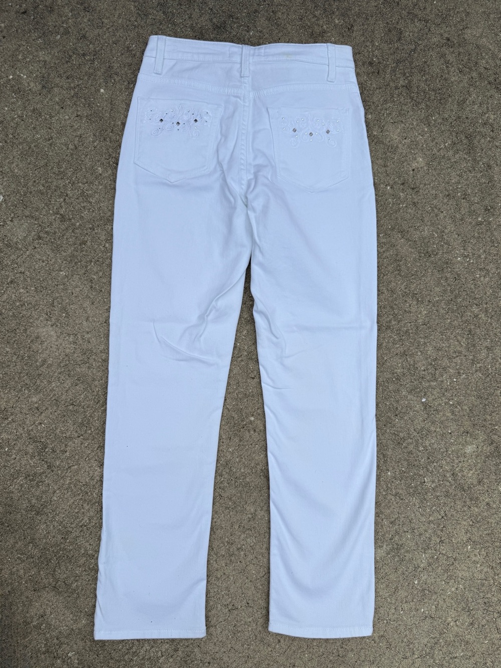 Lee Platinum label Classic Fit White Straight-Leg Jeans 4 Petite EUC Y2K Bling - Picture 6 of 11